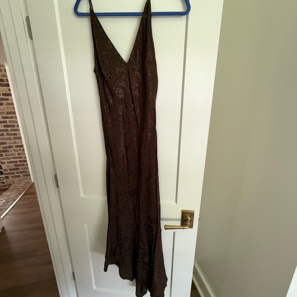 H&M brown silk dress
